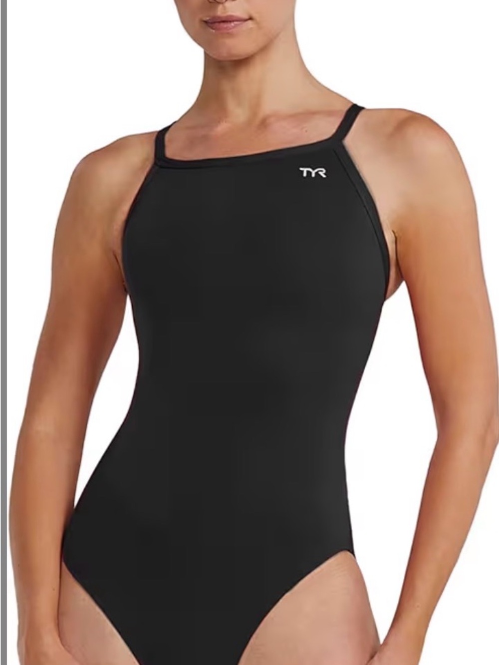 TYR Black Women's Performance One-Piece Swimsuit - Slim Straps